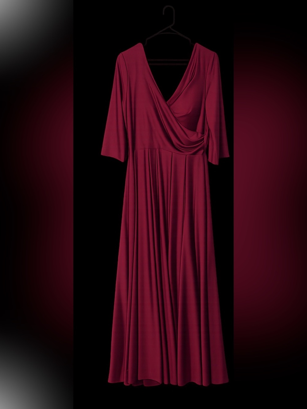 Elegant Burgundy Draped Women’s Dress